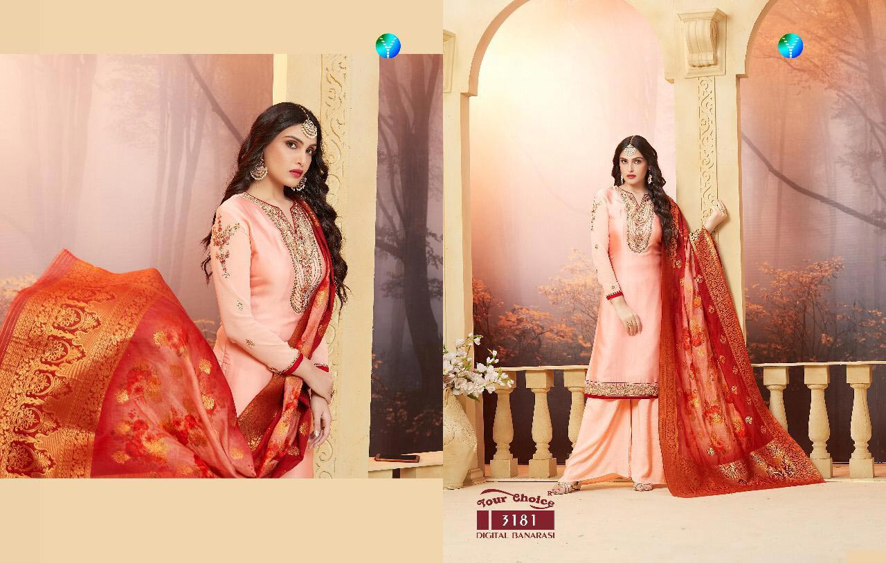 Digital Banarasi Your Choice Embroidered Palazzo Suits Digital Banarasi Your Choice Embroidered Palazzo Suits
